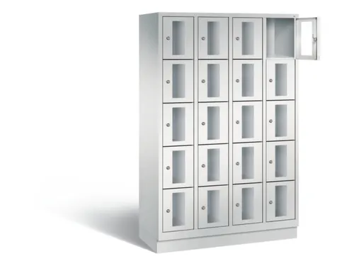 Lockerkast 1800x1190x500mm 4x5 vakken Cilinderslot, Sokkel, RAL7035
