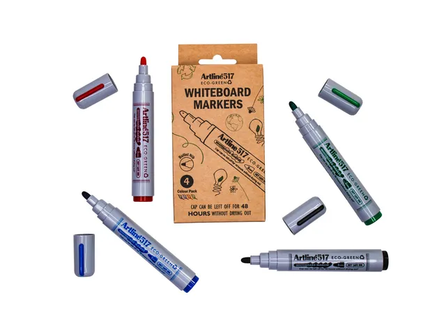 Whiteboardmarker Artline 517 Eco Dry Safe rond Medium assorti 4 stuks