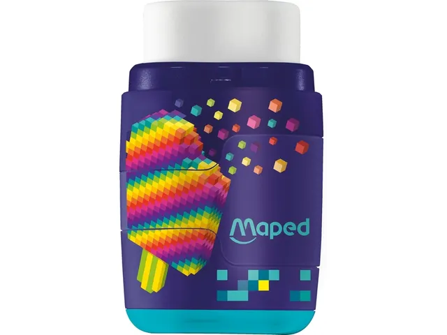 Puntenslijper Maped Pixel Party Connect 2-gaats met gum display à 20s