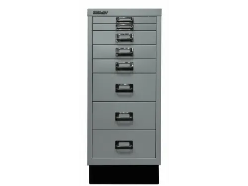 kantoor-ladekast HxBxD 670x279x380mm 8 laden romp zilverkleurig staal
