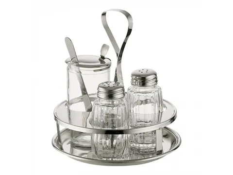 Menage, rvs 3-delig peper/zout/mosterd