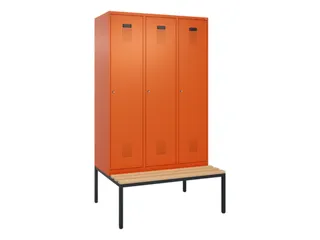 locker met bank,HxBxD 2120x1200x815mm,3vak,vak B 400mm,cilinderslot - 2