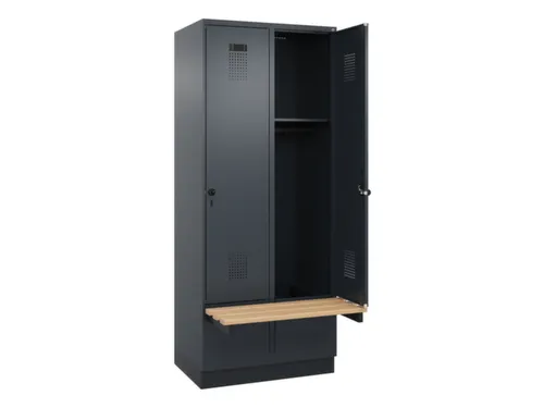locker met bank,HxBxD 1950x800x815mm,2vak,vak B 400mm,draaigrendel