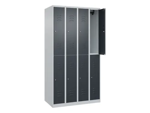 dubbeldekse locker,HxBxD 1850x1000x500mm,4x2vak.,vak B 250mm,cil.-slot