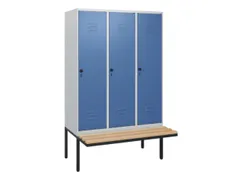 locker met bank,HxBxD 1950x1200x815mm,3vak,vak B 400mm,draaigrendel