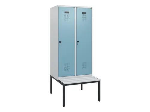 locker met bank,HxBxD 1950x800x815mm,2vak,vak B 400mm,draaigrendel