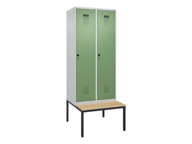 locker met bank,voor scheiding van kleding,HxBxD 2120x800x815mm,2vak