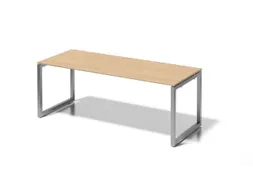 bureau,HxBxD 740x2000x800mm,blad esdoorn,sledeframe zilverkleurig