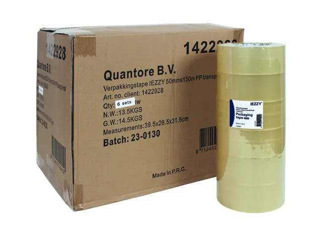 Verpakkingstape IEZZY PP 50mmx150m (Jumbo) transparant 6 rollen