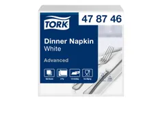 Servetten Tork 478746 Dinner 2-laags 39x39cm wit 1/4 vouw 150st.