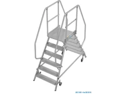 bordestrap,verrijdbaar,bordes H 1,45m,2x6treden,aluminium,4zwenkwielen