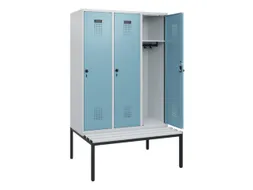 locker met bank,HxBxD 1950x1200x815mm,3vak,vak B 400mm,draaigrendel