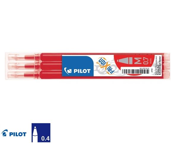 Roller Pilot FriXion BL-FR7 0,35mm + 3 recharges rouge on