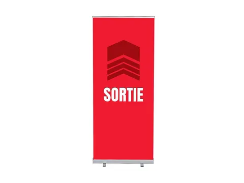 Roll-Banner 85x200 complete set met print "Sortie" Rood