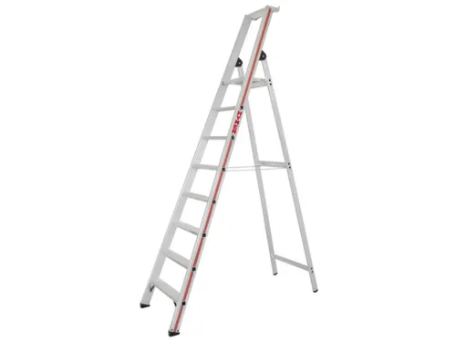 trapladder,eenzijdig,8treden,stand H 1,85m,balk L 2,7m,aluminium