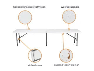 Inklapbare bank weerbestendig 180x25x43cm Wit - 4