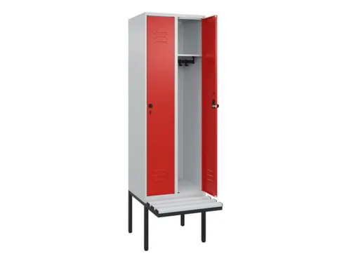 locker met bank,HxBxD 2120x600x815mm,2vak,vak B 300mm,draaigrendel
