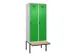 locker met bank,voor scheiding van kleding,HxBxD 2120x800x815mm,2vak
