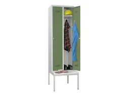 locker met bank,HxBxD 2150x600x500mm,2vak,RAL7035,front RAL6011
