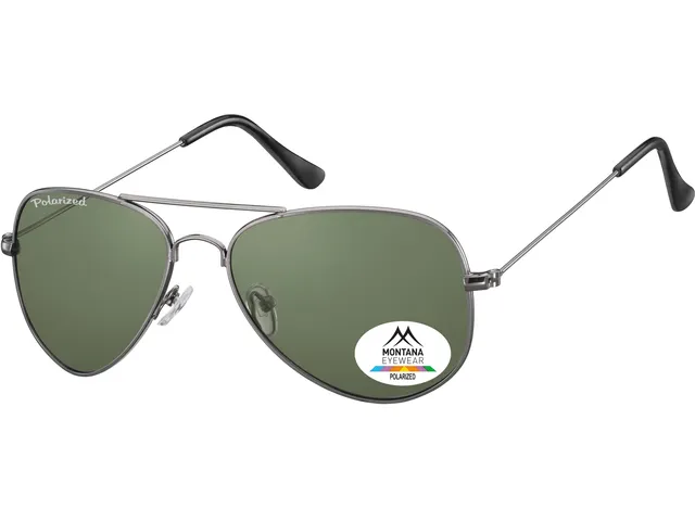 Zonnebril Montana met groen G15 gepolariseerd glas staalkleurig
