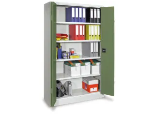 Ruime Vouwdeurkast 1950x1200x500mm 4legborden Ral7035 Front Ral6011 - 1