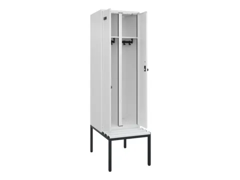 locker met bank,voor scheiding van kleding,HxBxD 2120x600x815mm,2vak