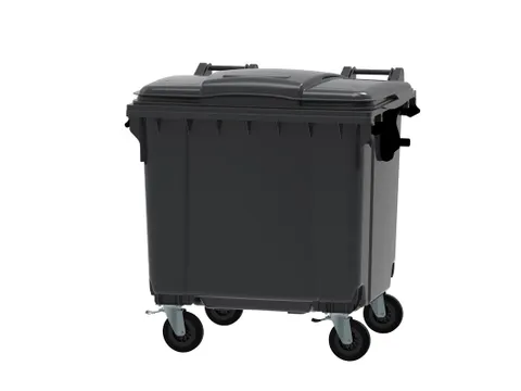 Container 1100 Liter Vlak Deksel Grijs