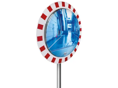 verkeersspiegel,Ø 1000mm,spiegel RVS,frame pvc-schuimstof,rood/wit