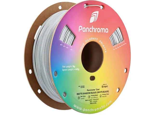 Panchroma PLA Dual Matte Shadow Black Filament White-Black 1.75 mm 1kg