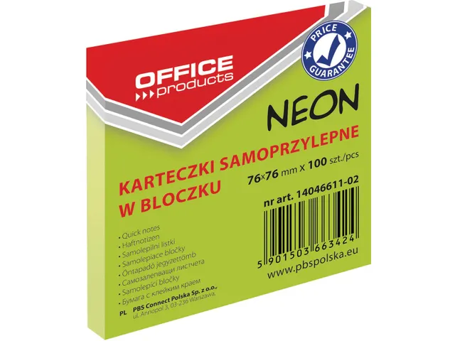 memoblok Neon ft 76x76mm 100 vel groen