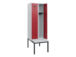 locker met bank,HxBxD 1950x600x815mm,2vak,vak B 300mm,cilinderslot - 1