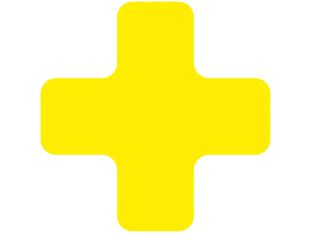 plaksymbool,plus,markering HxB 150x150mm,PVC,geel