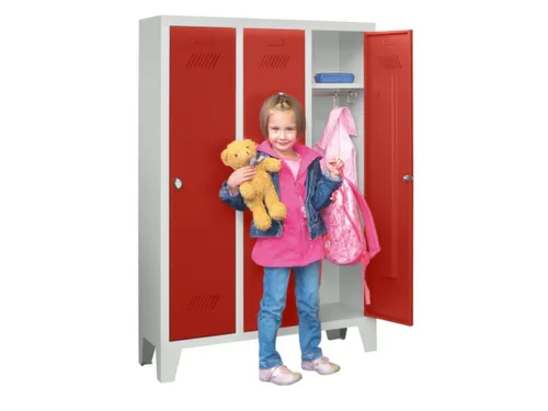 lockerkast v. kinderen,HxBxD 1300x780x300mm,3vak,RAL7035,front RAL3000