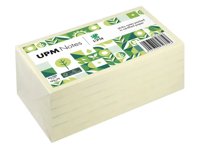 UPM notes 125x75 pastel geel pak 6x 100 vel