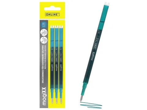 Gelschrijvervulling Online Magixx medium turquoise blister à 3 stuks
