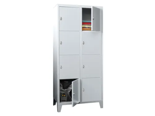 lockerkast,HxBxD 1850x800x500mm,2x4vakken,RAL7035,front RAL5012