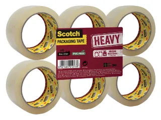 Verpakkingstape Scotch Heavy 50mmx66m PP transparant hotmelt 6 rollen - 1