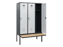 locker met bank,HxBxD 1950x1200x815mm,3vak,vak B 400mm,draaigrendel