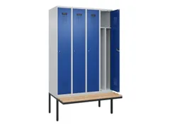 locker met bank,voor scheiding van kleding,HxBxD 2120x1200x815mm,4vak