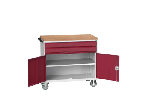 gereedschapswagen 980x1050x600mm multiplexblad 2 laden+Kast RAL3004