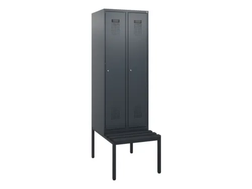 locker met bank,HxBxD 1950x600x815mm,2vak,vak B 300mm,cilinderslot