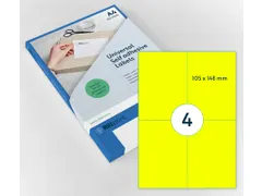 Etiket 105x148mm Fluor Geel 100 Vel