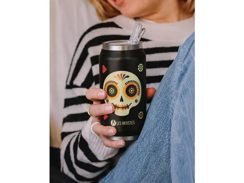 Thermosbeker Les Artistes Paris blik 280ml Sugar Skull met rietje
