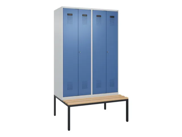 locker met bank,voor scheiding van kleding,HxBxD 2120x1200x815mm,4vak