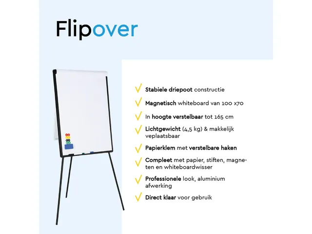 BRASQ Flipover Basic 70x100cm Magnetisch Zwart inclusief accessoires