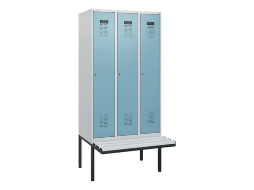 locker met bank,HxBxD 1950x900x815mm,3vak,vak B 300mm,cilinderslot