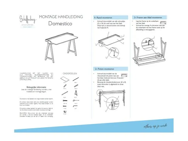 Domestico Thuiswerk Bureau 120x60cm Wit Eiken