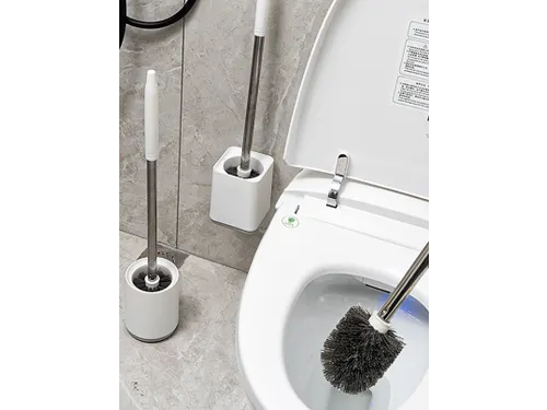 Kunststof toiletborstel wit met ronde voet en wandfunctie