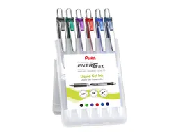 Gelschrijver Pentel BL77 Energel medium assorti etui à 6 stuks