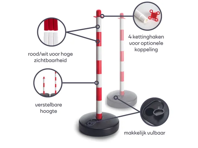Poteau En Plastique Pour CHAÎNE DE Signalisation - Rouge/Blanc - 2 PC